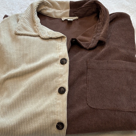 mine Other - Mine Corduroy Shirt in Cream and Brown